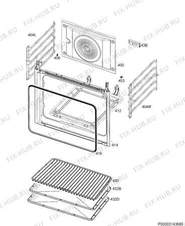 Взрыв-схема плиты (духовки) Electrolux EOB5415AOX - Схема узла Oven